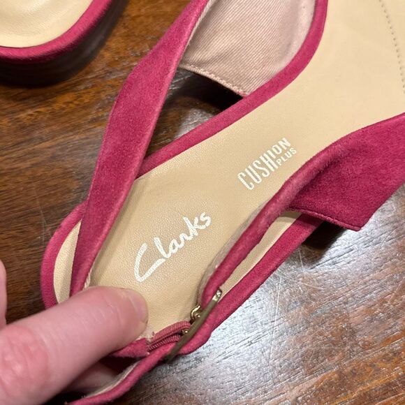Clarks Fuscia Suede Laina Slingback Flats Women’s US 9.5 M - Picture 7 of 8